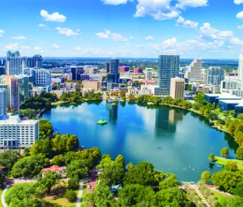 Orlando, Florida, USA Downtown Drone Skyline Aerial