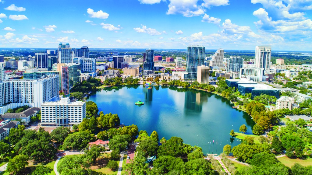 Orlando, Florida, USA Downtown Drone Skyline Aerial